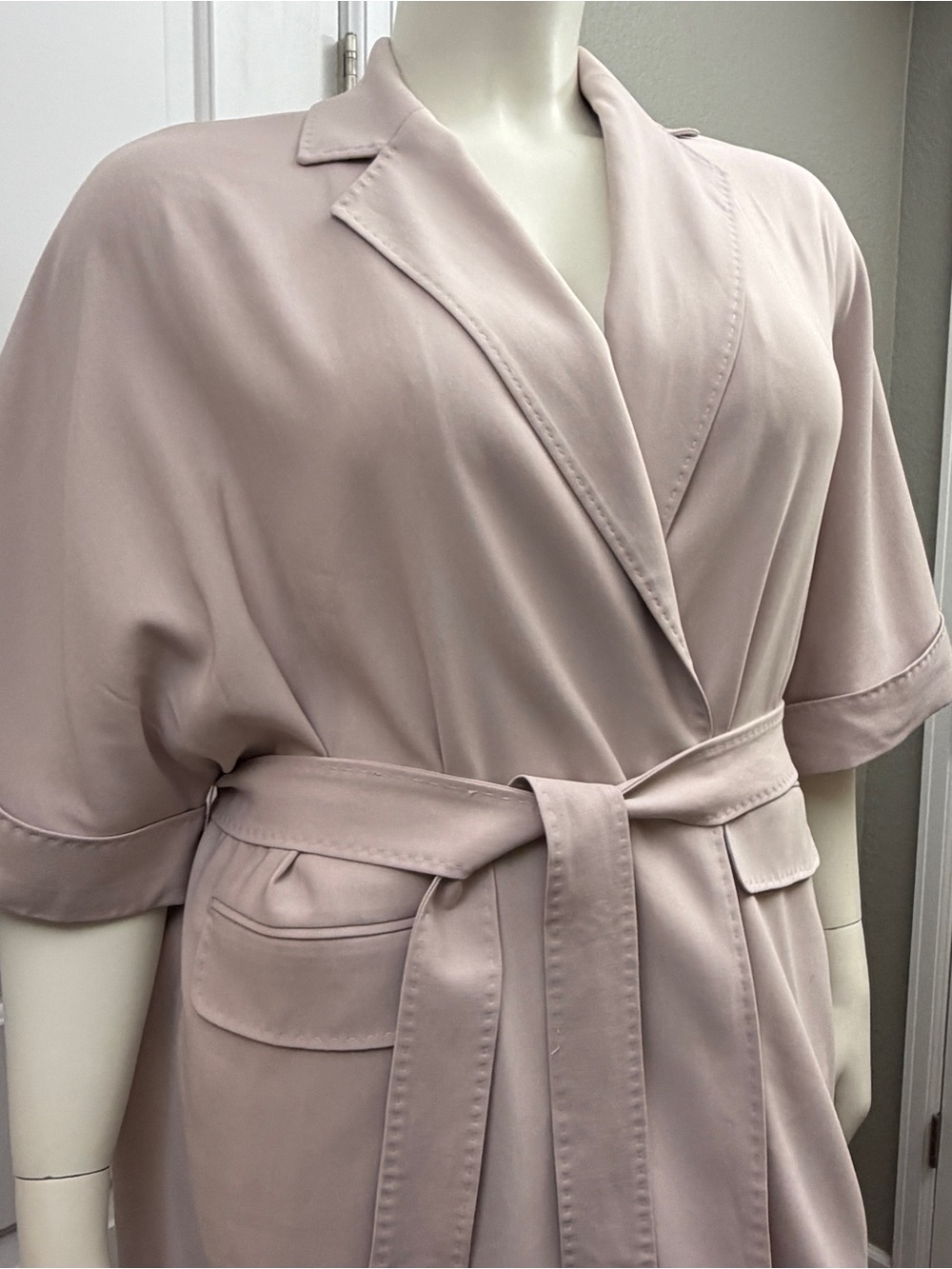 Marina Rinaldi Soft Blush Pink/Lavender Belted Two-Piece Suit Set - Size 18
